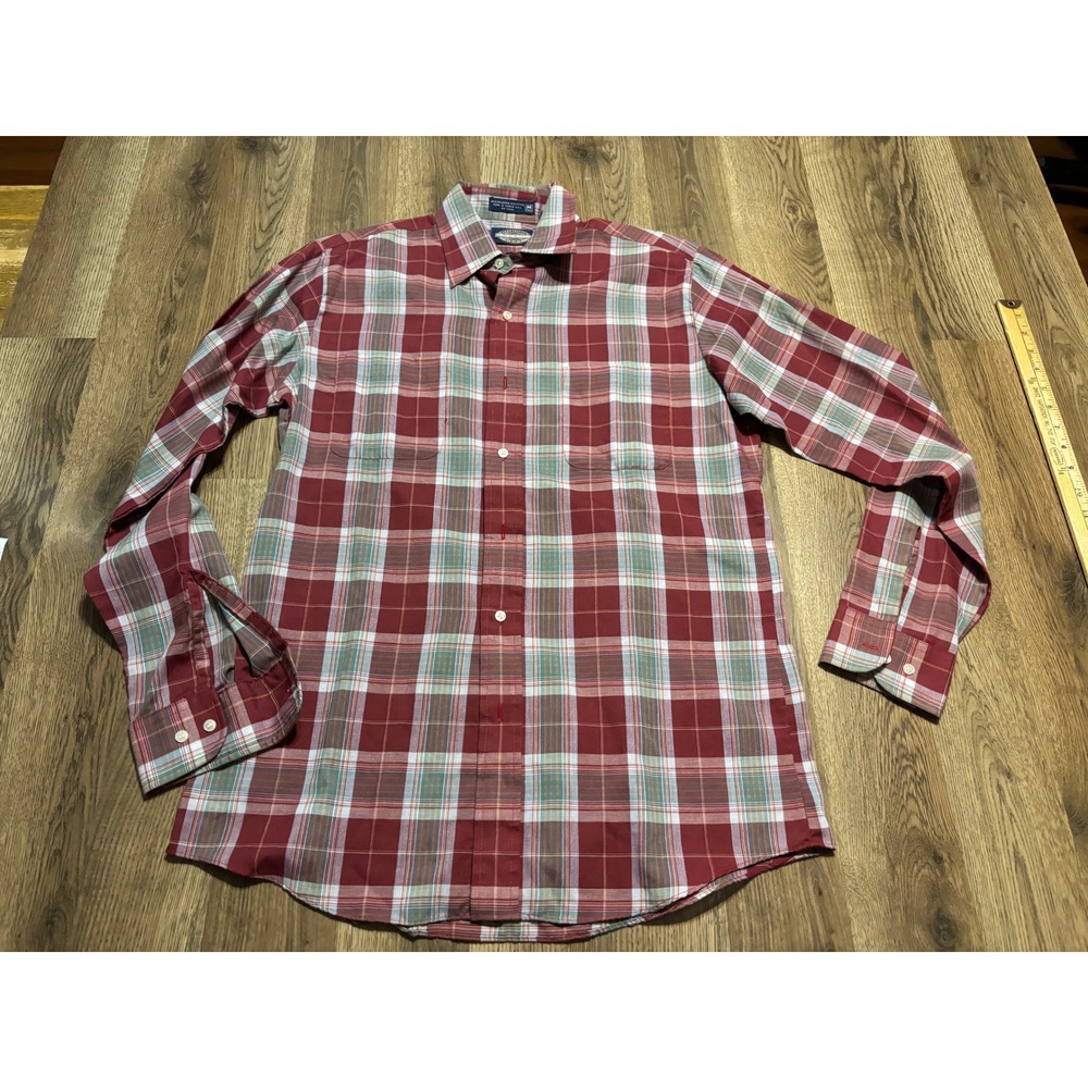 Towncraft Shirt Mens Size M Tall Red Plaid Button Up Long Sleeve Shirt